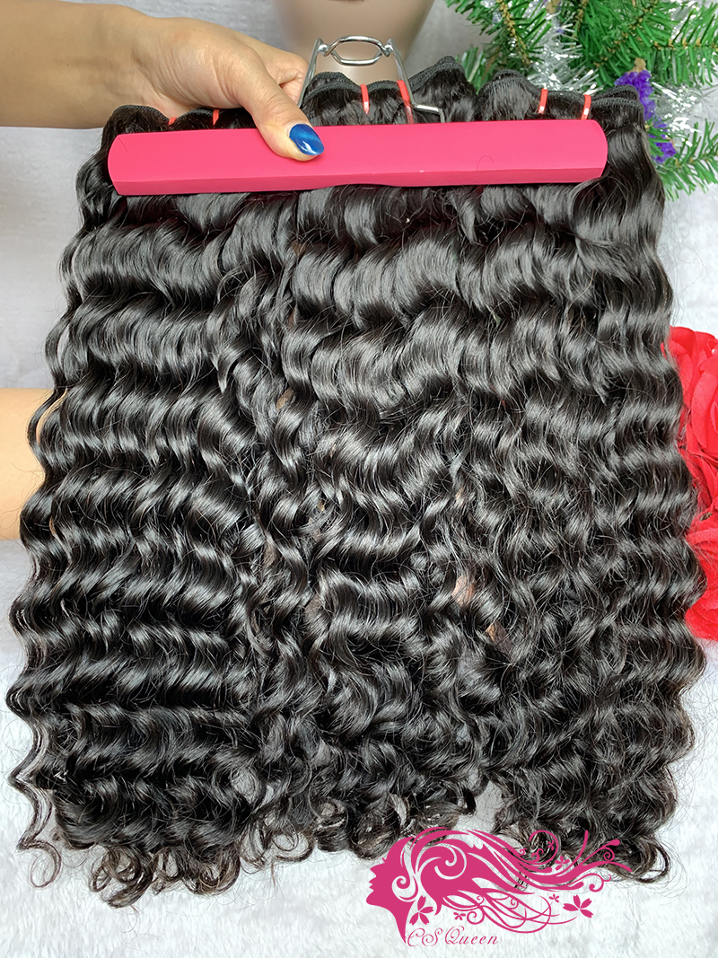 Csqueen Raw Burmese Curly 3 Bundles with 13*4 HD Lace Frontal Unprocessed hair